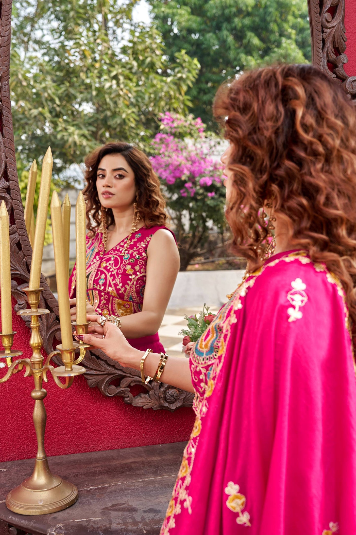 Pure Vichitra Silk Embroidered Lehenga Choli Set with Dupatta