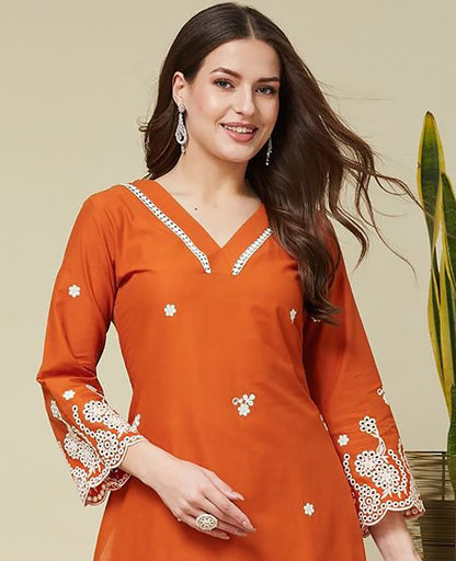 Women’s Embroidered Crepe Co-Ord Kurta Pant Set