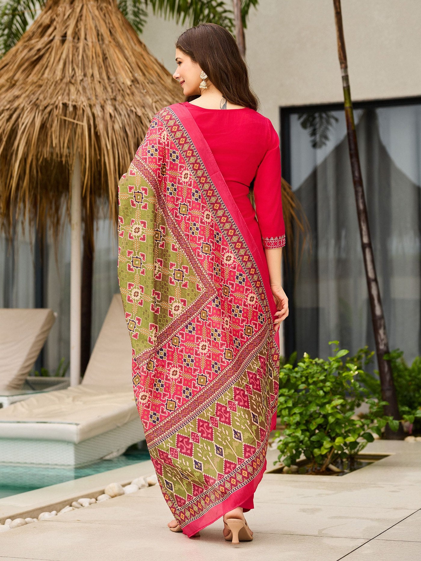 Embroidered Tesla Kurta Pant Set with Chanderi Dupatta