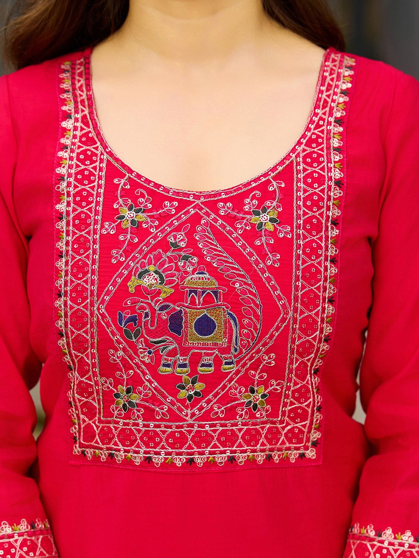 Embroidered Tesla Kurta Pant Set with Chanderi Dupatta