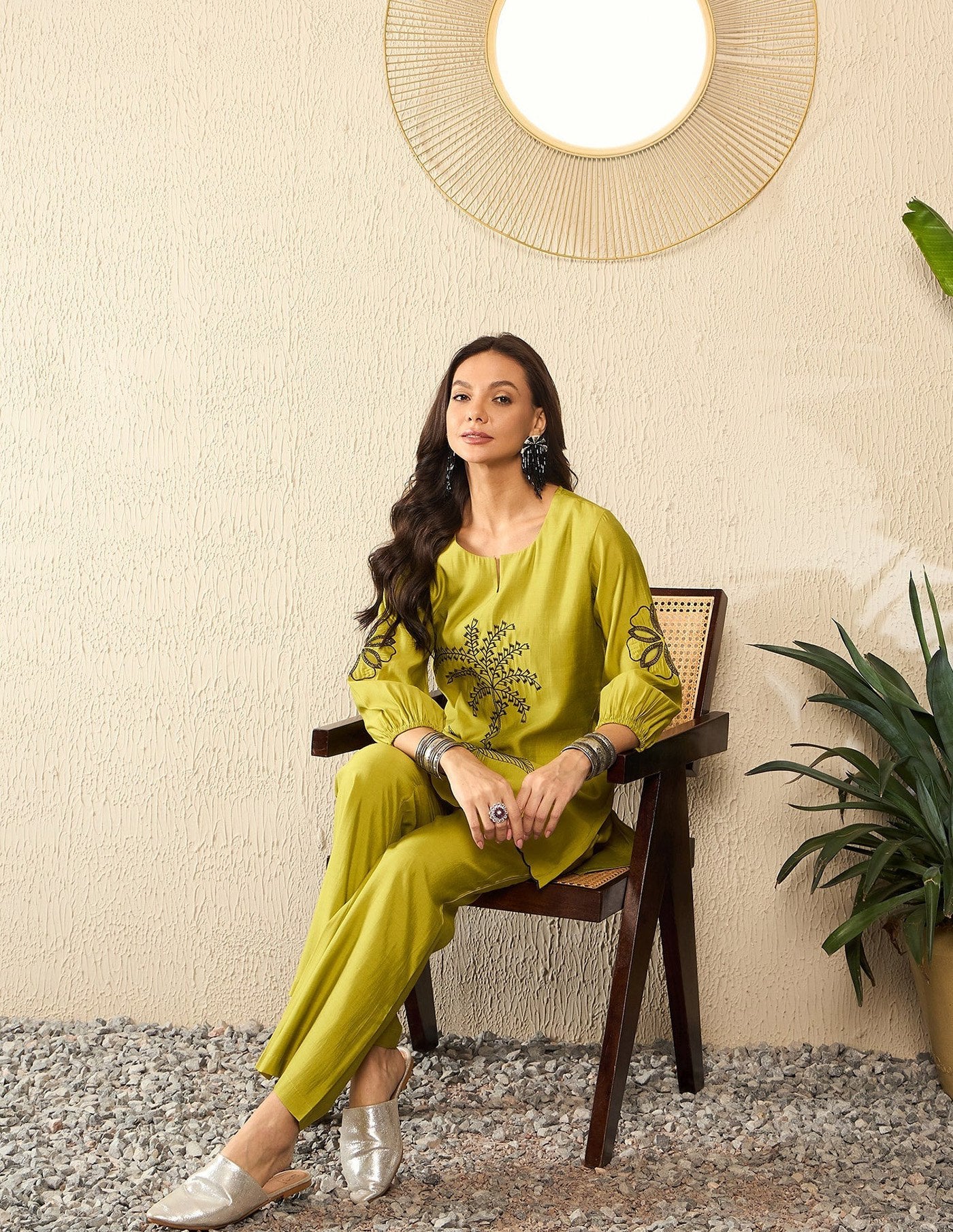 Women’s Embroidered Crepe Co-Ord Set